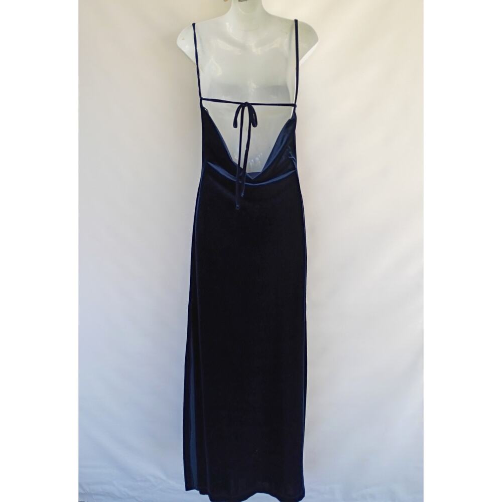 Rampage Vintage Y2K 90s Blue Formal Velvet Maxi Dress Prom Whimsygoth Size Small - Picture 7 of 12